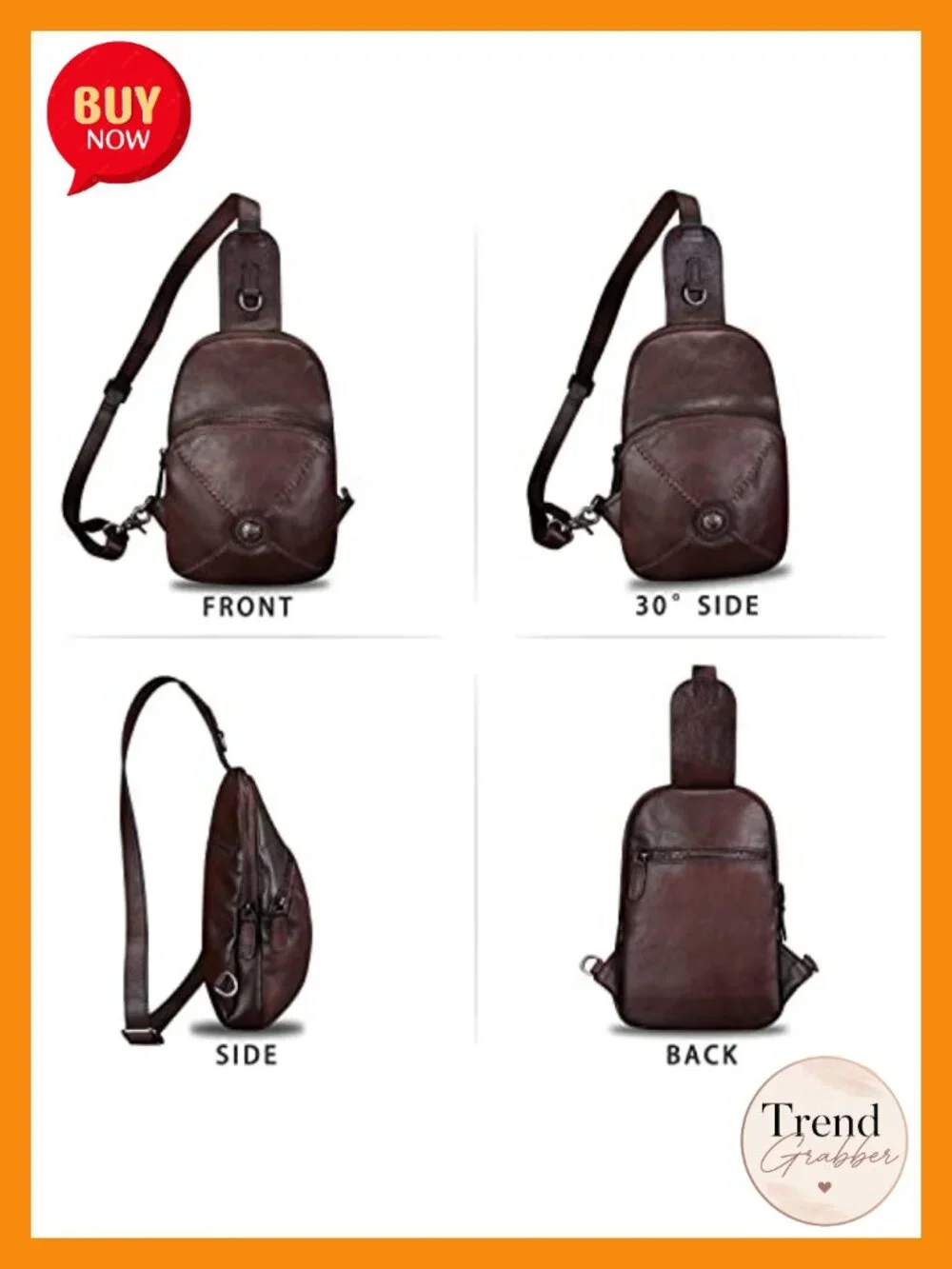 Genuine Leather Sling Bag Women Retro Chest Shoulder Crossbody Handmade Purse
